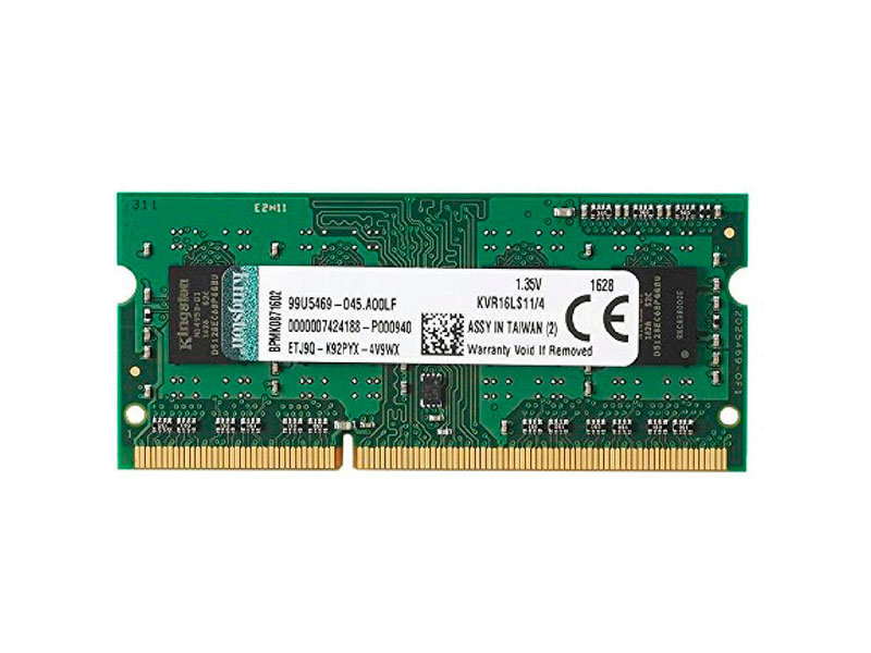 MEMORIA RAM SODIMM KINGSTON 4GB DDR3 1600MHZ  PC3L-12800 1.35V - P/N: KVR16LS11/4WP