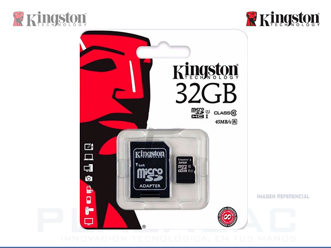 MEMORIA MICRO SD KINGSTON ADAPTER 32GB CLASS10 P/N: SDC10G2/32GB