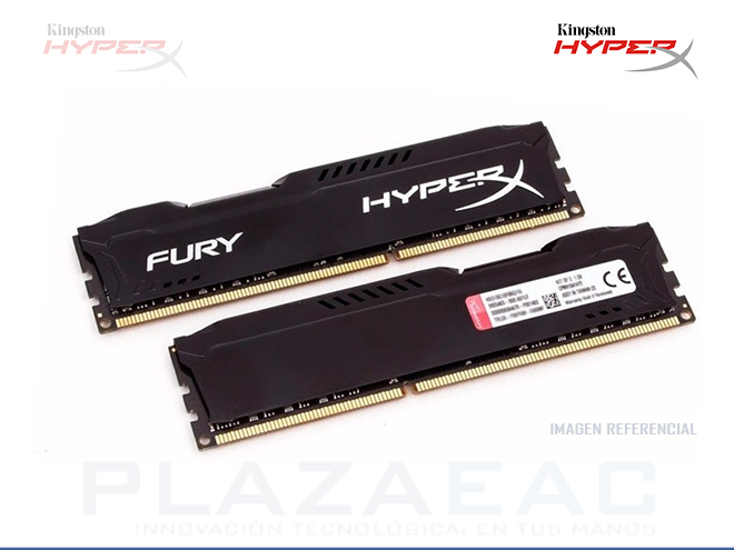 MEMORIA RAM KINGSTON HYPERX FURY BLACK DDR3 8GB,1600MHZ DIMM, CL10 240-PINES, PC - P/N: HX316C10FB/8