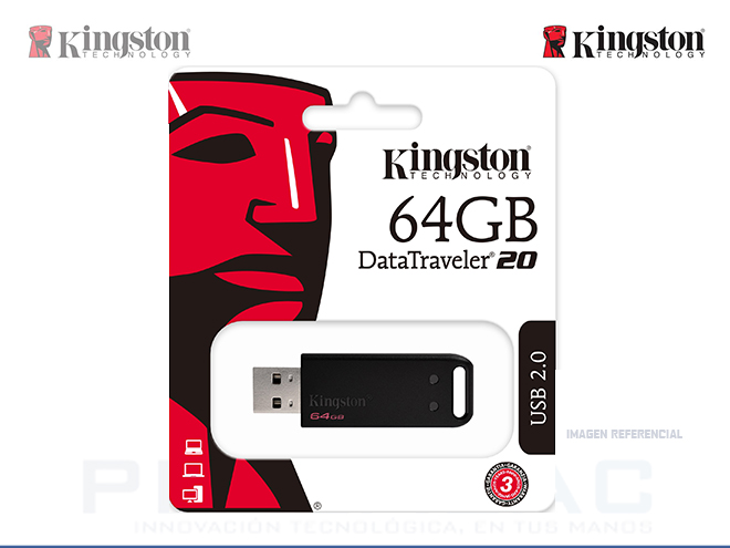 MEMORIA USB KINGSTON DATATRAVELER 20, 64GB, USB 2.0 - P/N: DT20/64GB