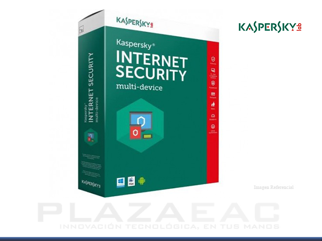 ANTIVIRUS KASPERSKY INTERNET SECURITY, PARA 3 PC, LICENCIA 1 AÑO -  P/N: 7709224393549