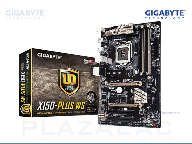 PLACA GIGABYTE X150-PLUS WS, DDR4, 2400MHZ(MAX), LGA1151, 64GB, GEN 6TA Y PENTIUN/CELERON, PCI-E, USB 3.0 - P/N: X150-PLUS WS