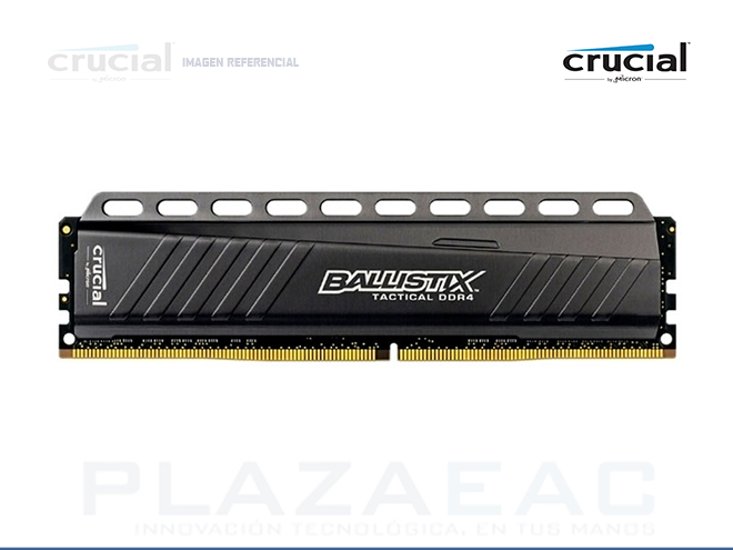 MEMORIA RAM CRUCIAL BALLISTIX TACTICAL BLACK, DDR4 4GB 3000MHZ, 1.35V, DIMM, PC -  P/N: BLT4G4D30AETA
