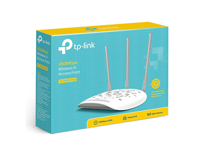 ACCESS POINT TP-LINK TL-WA901ND 2.4 GHZ 450MBPS, 30M, 3 ANTENAS - P/N: TL-WA901ND