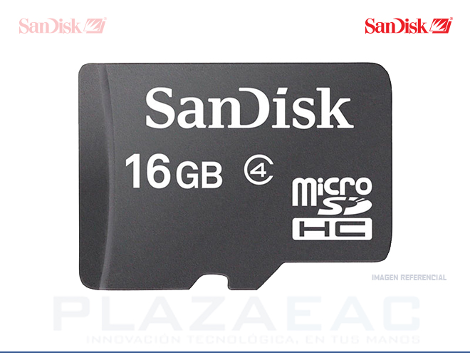 MEMORIA MICRO SDHC SANDISK,16GB, CLASS 4 WITH SD+ADAPTER - P/N: SDSDQM-016G-B35A