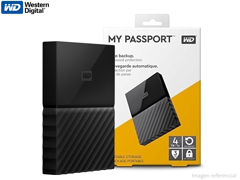 DISCO DURO EXTERNO DIGITAL MY PASSPORT 2.5" 4TB BLACK USB3.0 - P/N: WDBYFT0040BBK-WESN