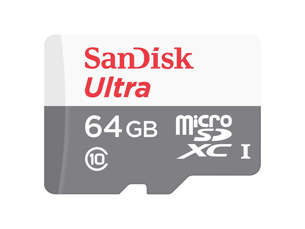 MEMORIA MICRO SDXC SANDISK ULTRA, CLASS10, UHS-I, 64GB,100MB/S + ADAPTADOR SD - P/N: SDSQUNR-064G-GN3MA