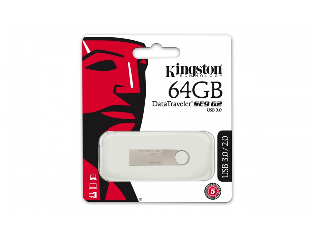 MEMORIA USB FLASH KINGSTON DATATRAVELER METALICO SE9 G2, 64GB, USB 3.0. - P/N:DTSE9G2/64GB