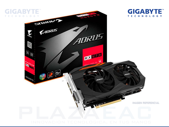 TARJETA DE VIDEO GIGABYTE AORUS AMD RADEON RX 570, 4GB GDDR5 256-BIT, PCI-E 3.0 - P/N: GV-RX570AORUS-4GD