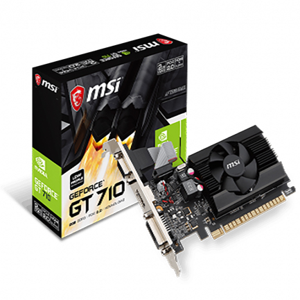 TARJETA DE VIDEO MSI NVIDIA GEFORCE GT 710, 2GB DDR3 64-BIT, PCI-E 2.0, - P/N: GT 710 2GD3 LP
