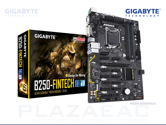 PLACA GIGABYTE GA-B250M-FINTECH, LGA1151, B250, DDR4, SATA 6.0, USB 3.1, SN/VD/NW - P/N: GA-B250-FINTECH