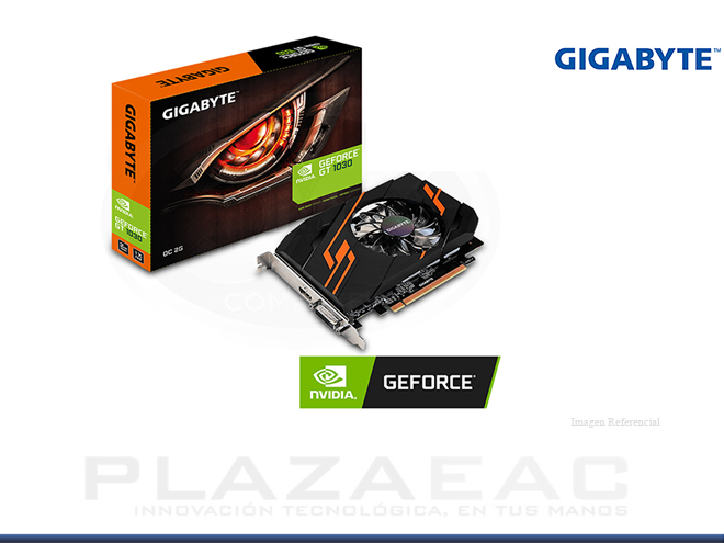 TARJETA DE VIDEO GIGABYTE NVIDIA GEFORCE GT1030 ,2GB GDDR5 64-BIT, PCI-E X16 - P/N: GV-N1030OC-2GI