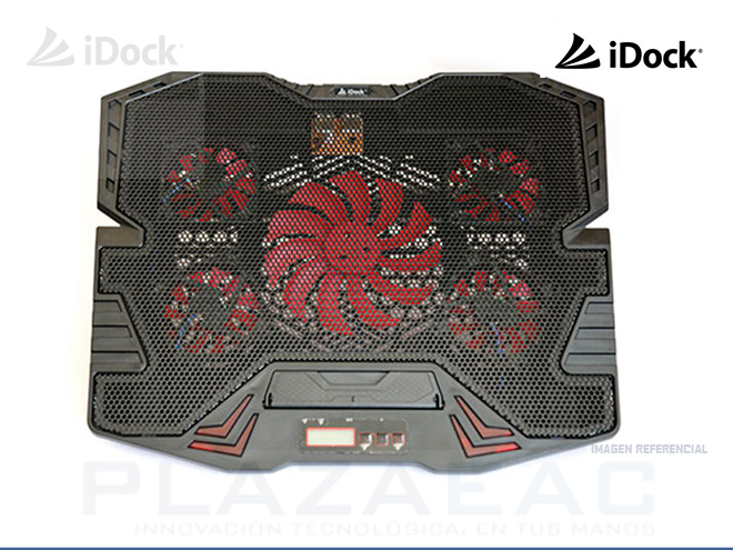 COOLER PARA LAPTOP IDOCK IDK-5 GAME XTREME, 17" 5 VENTILADORES, 2 USB, RED - P/N: IDK-5