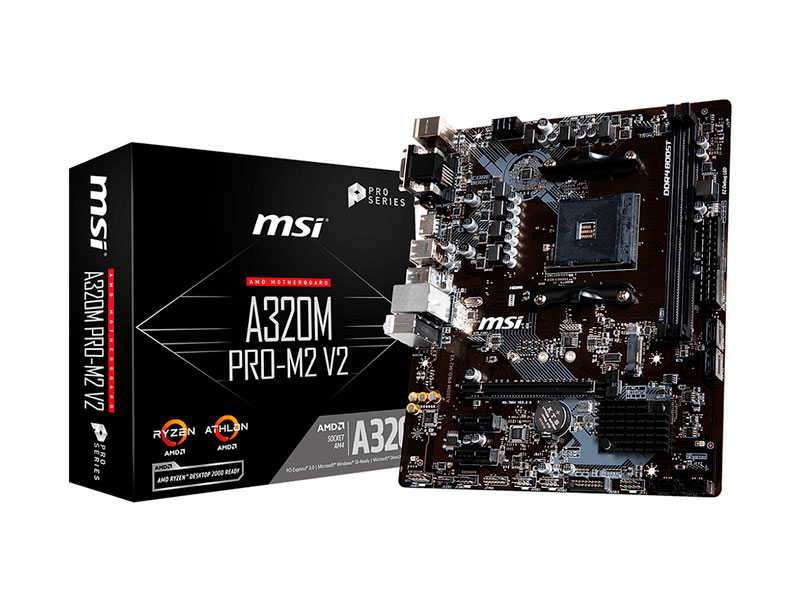PLACA MSI A320 PRO-M2 V2, AM4, AMD, DDR4, SATA 6.0, USB 3.1, RANURAS 2 - P/N: A320M PRO-M2 V2
