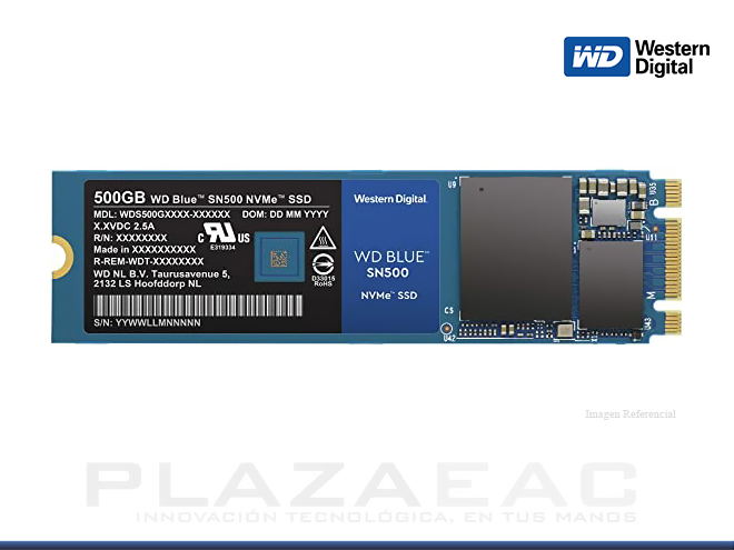 DISCO SOLIDO INTERNO, WESTERN DIGITAL BLUE, 500GB, M.2 2280, PCIE GEN3 - P/N: WDS500G1B0C