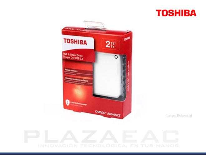 DISCO DURO EXTERNO TOSHIBA 2TB CANVIO ADVANCE, USB 3.0, 2.5", BLANCO - P/N: HDTC920XW3AA
