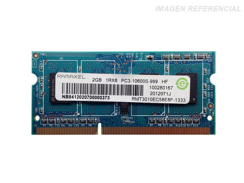 MEMORIA RAM RAMAXEL 2GB DDR3 1333MHZ SO-DIMM PC3-10600S  - P/N: RMT3010EC58E8F-1333