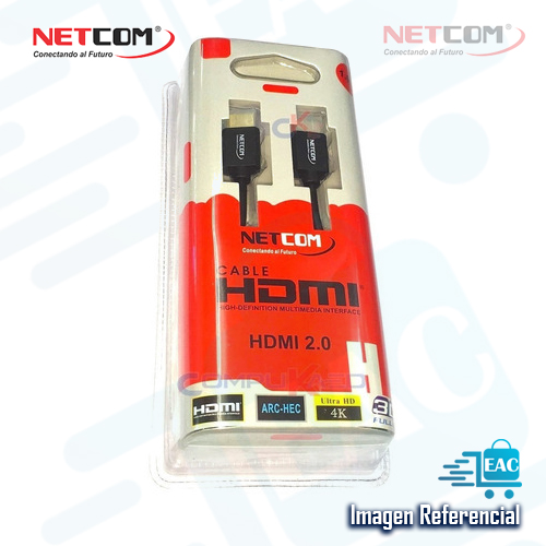 CABLE HDMI A HDMI NETCOM, 1.80 M, V.2.0