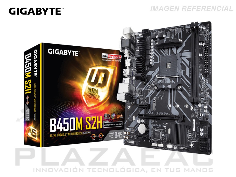 PLACA GIGABYTE B450M-S2H, AM4, AMD B450, DDR4, SATA 6.0, USB 3.1. P/N:MBGBB450MS2H