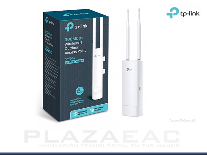 ACCESS POINT TP-LINK EAP110-OUTDOOR, 300 MBPS POE, 200M AIRE LIBRE - P/N: EAP110-OUTDOOR