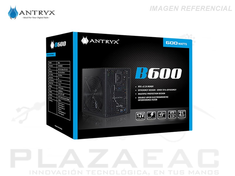 FUENTE DE PODER ANTRYX B600W V2 ATX 2.3 BOX - P/N: AP-B600RBV
