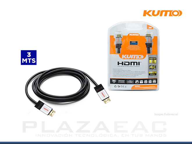 CABLE DE VIDEO KUMO HDMI A HDMI  3 MTS V 2.0