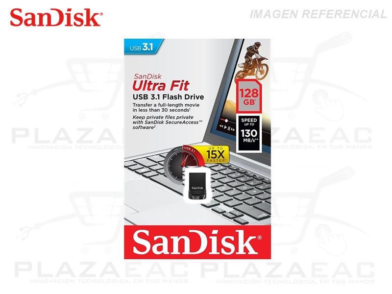 MEMORIA USB SANDISK ULTRA FIT, 128GB, USB3.1 P/N: SDCZ430-128G-G46