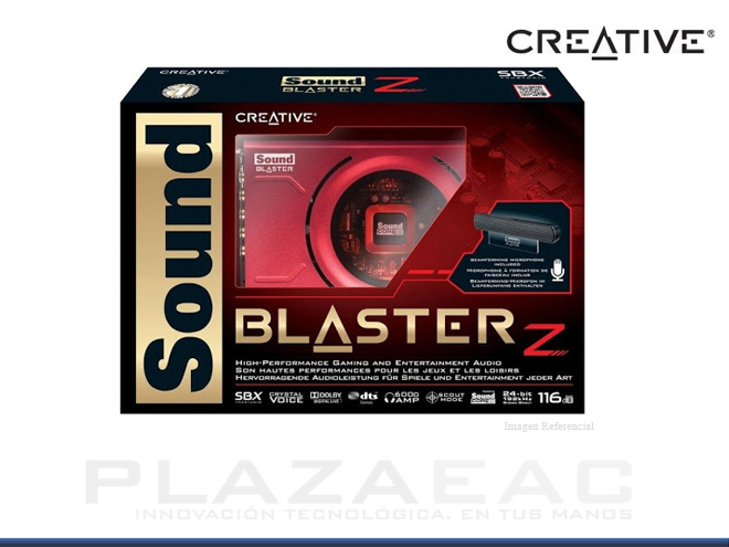 TARJETA DE SONIDO PCIE CREATIVE BLASTER Z, 5.1, SB1500 - P/N: 70SB150000001