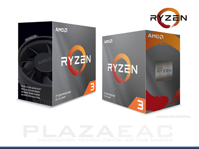 PROCESADOR AMD RYZEN 3 3100, 4 NUCLEOS, 3.6GHZ/3.9GHZ, AM4, 2MB CPIE 4.0, 65W - P/N: 100-100000284BOX
