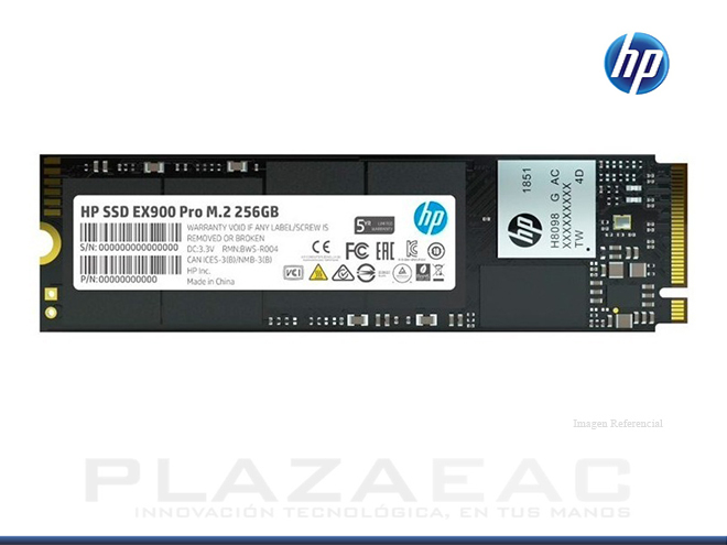 Unidad en estado solido HP EX900 Pro M.2 256GB PCIe Gen3.0 x4 NVMe 1.3