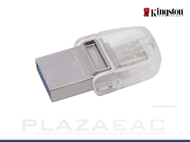 MEMORIA USB KINGSTON DATATRAVELER MICRODUO 3C, 32GB, TIPO-A USB 3.0/TIPO-C 3.1 - P/N:DTDU03C/32GB