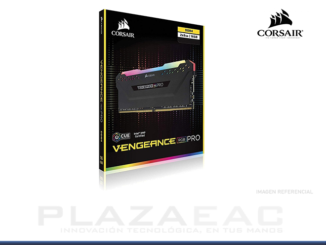 MEMORIA RAM CORSAIR VENGEANCE RGB PRO, 16GB 2 X 8GB DDR4, 3000 MHZ, PC4-24000, CL-15, 1.35V, DIMM - P/N: CMW16GX4M2C3000C15
