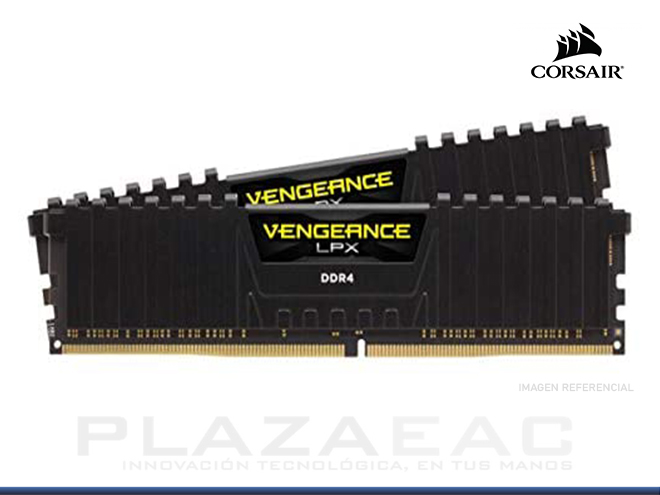 MEMORIA RAM CORSAIR VENGEANCE LPX, 16GB (2 X 8 GB), DDR4, 3200MHZ, CL16, XMP 2.0, DIMM, BLACK - P/N: CMK16GX4M2B3200C16