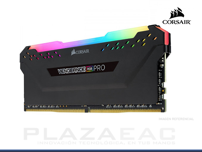 MEMORIA RAM CORSAIR VENGEANCE RGB PRO, 8GB DDR4, 3200 MHZ, PC4-25600, CL-16, 1.35V, DIMM, BLACK - P/N: CMW8GX4M1Z3200C16