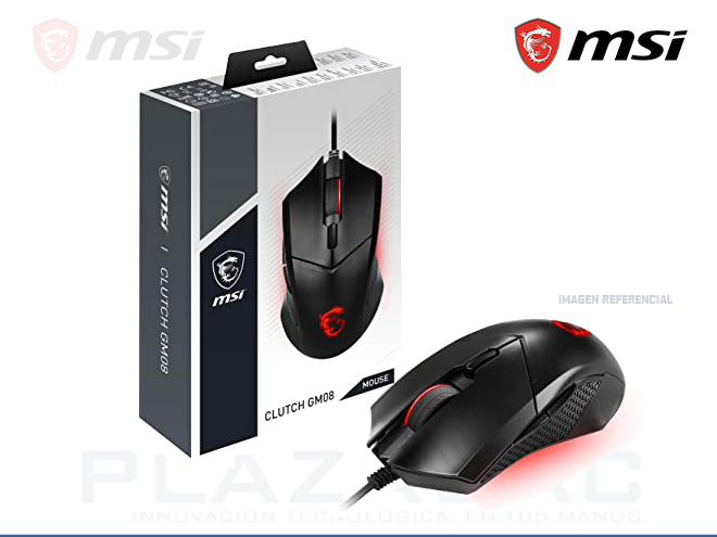 MOUSE MSI CLUTCH GM08 GAMING, 3200DPI, 6 BOTONES, USB 2.0, COLOR NEGRO - P/N: CLUTCH GM08