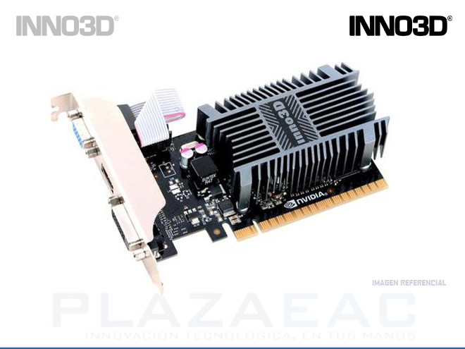 TARJETA DE VIDEO INNO3D GEFORCE GT710, 2GB, DDR3, VGA/DVI/HDMI PCI-E, 64-BIT NO PROFILE - P/N: N710-1SDV-E3BX
