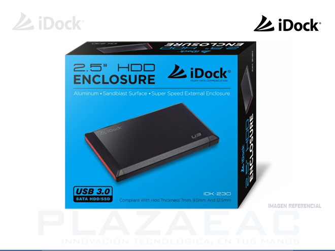 CASE PARA DISCO DURO IDOCK 2.5" HDD/SSD USB3.0 DOCKING, BLACK - P/N: IDK-300