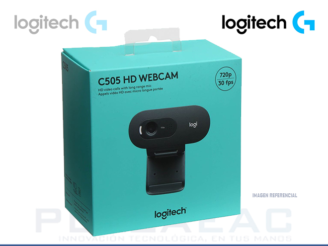 CAMARA WEBCAM LOGITECH C505 HD 720P CON MICROFONO, USB, NEGRO - P/N: 960-001363