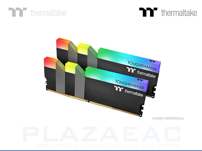 MEMORIA RAM DIMM THERMALTAKE TOUGHRAM, 16GB (2 X 8GB) DDR4 3200MHZ, RGB, 1.35V, 16-18-18-36 PARA PC - P/N: R009D408GX2-3200C16A