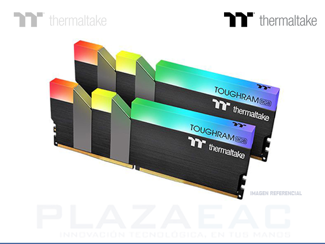 MEMORIA RAM THERMALTAKE TOUGHRAM, 16GB (2 X 8GB) DDR4 4000MHZ, RGB, 1.35V, 19-23-23-42, DIMM - P/N: R009D408GX2-4000C19A