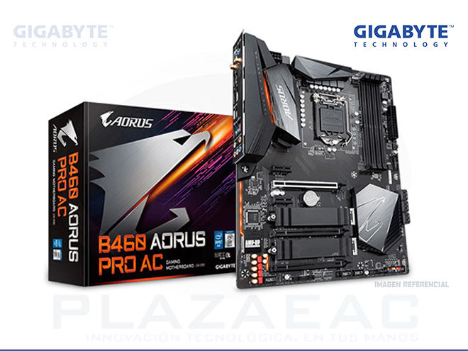 PLACA GIGABYTE B460 AORUS PRO AC, DDR4, LGA1200, 2933MHZ(MAX), SATA 6.0GB/S, USB 3.2 - P/N: B460 AORUS PRO AC
