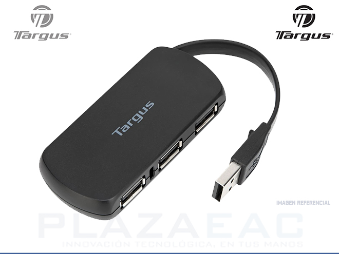 HUB TARGUS 4 PUERTOS USB 2.0, NEGRO, COMPATIBLE WIN Y MAC  P/N:ACH114US