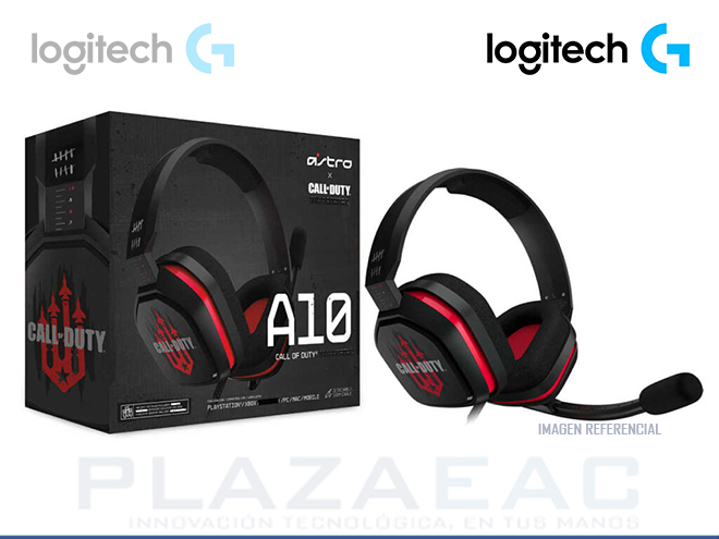 AUDIFONO GAMING LOGITECH ASTRO A10, GAMING, MULTIPLATAFORMA FOR PS4, XBOX, ONE, PC, CALL OF DUTY 3.5MM, MICROFONO, NEGRO - P/N: 939-001931