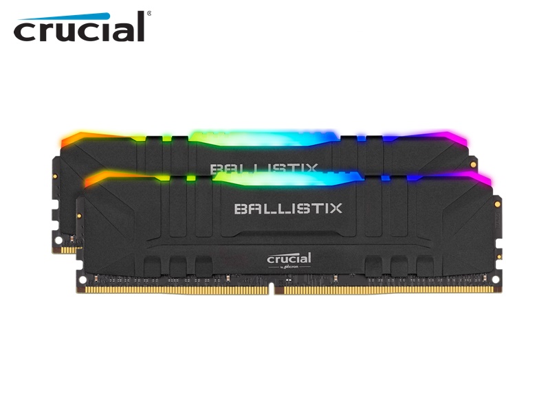 MEMORIA RAM CRUCIAL BALLISTIX, DDR4 32GB (2X16GB) 3200MHZ, RGB, 1.35V, UDIMM - P/N: BL16G32C16U4BL.M16FE