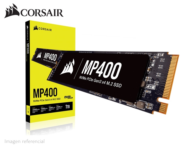 DISCO SOLIDO INTERNO CORSAIR MP400, 1TB, NVME PCIE M.2 GEN3.0, V.LECTURA 3400MB/S- P/N:CSSD-F1000GBMP400