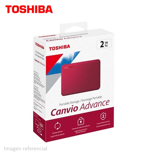 DISCO DURO EXTERNO TOSHIBA CANVIO ADVANCE, 2TB, USB 3.0, ROJO - P/N: HDTCA20XR3AA