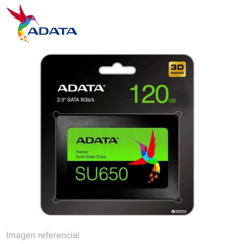 DISCO SOLIDO INTERNO ADATA SU650, 120GB, LECT. 520MB/ ESCRIT. 450MB, SATA 6GB/S SATA III - P/N: ASU650SS-120GT-R