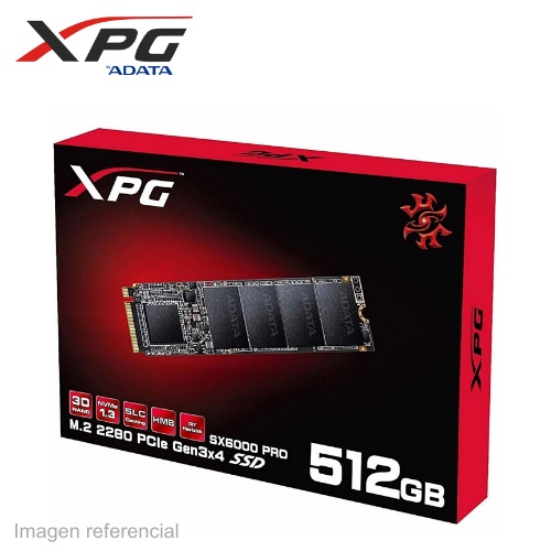 DISCO SOLIDO INTERNO ADATA XPG SX6000 PRO, 512GB, LECT. 2100MB/S, ESCRIT. 1500MB/S, NVME GEN3X4 PCI M.2 2280 - P/N: ASX6000PNP-512GT-C