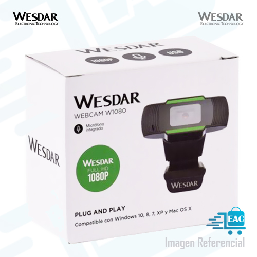 CAMARA WEBCAM WESDAR W1080 FULL HD1080P, C/ MICROFONO, PUERTO USB - P/N: W1080
