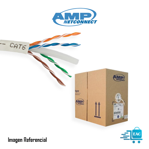 CABLE UTP AMP NETCONNECT 4P CAT6 UNIFILAR 24 AWG LSZH-1 PVC ,REEL POR METRO, BLANCO - P/N: 219585-2 METRO